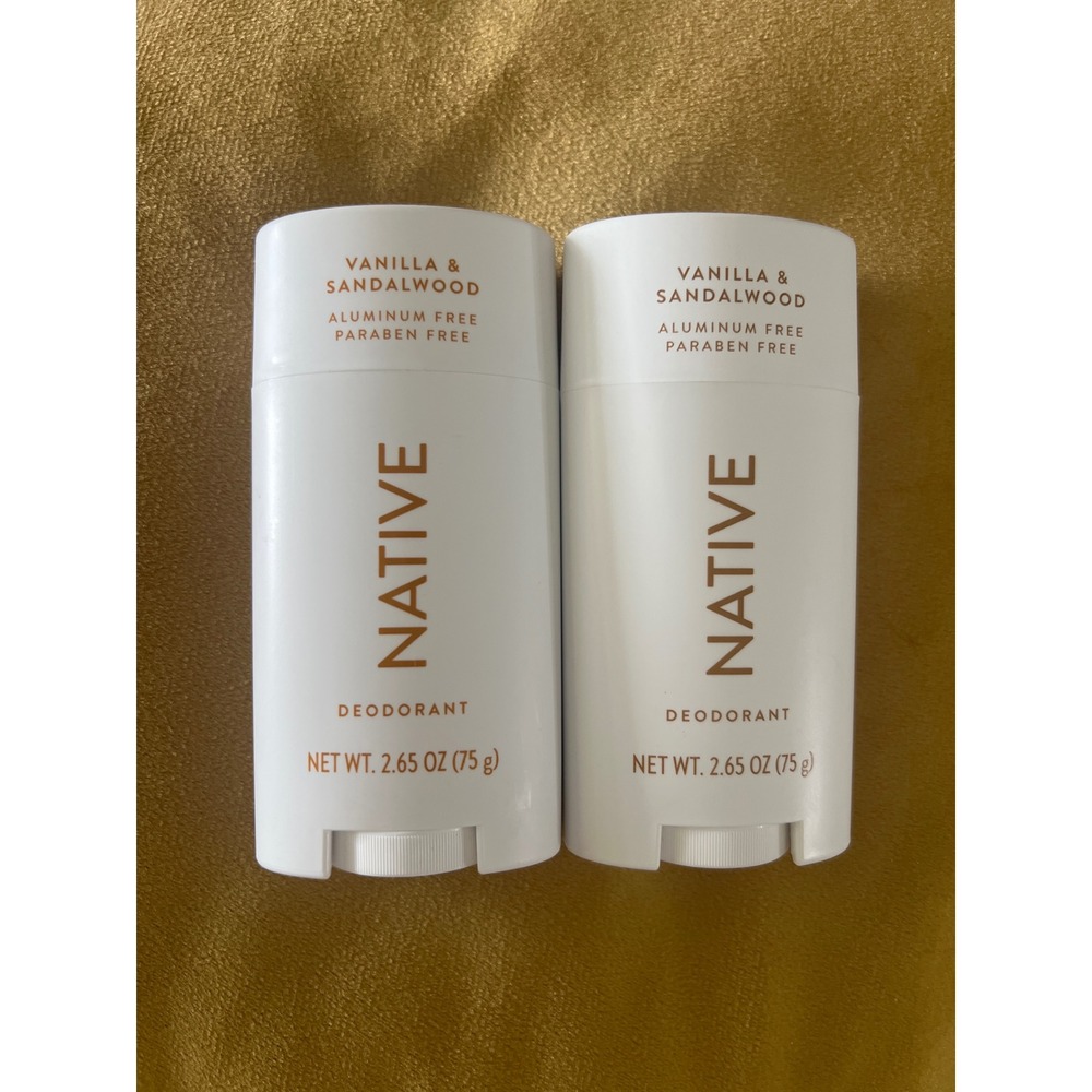 Native Deodorant Vanilla & Sandalwood Aluminum‎ Free 2.65 oz 2 Pack Bundle